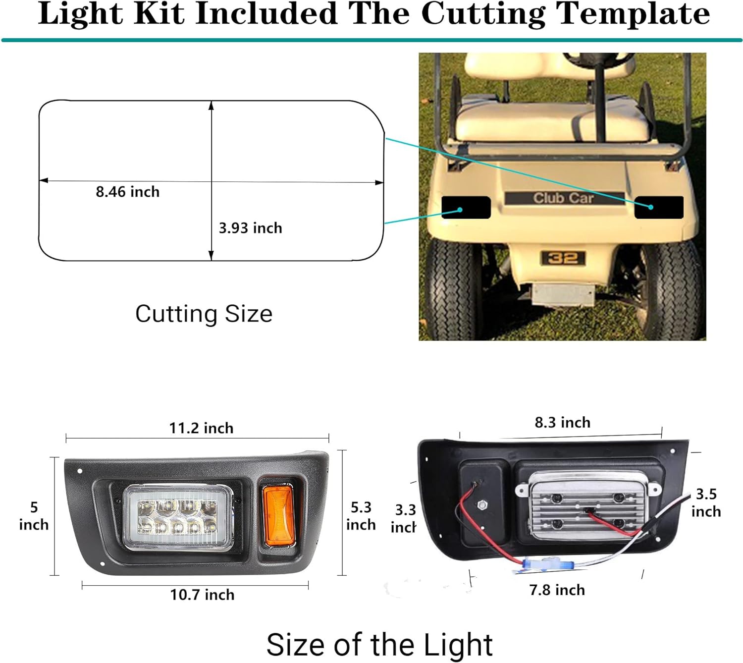 Light Kit LED Headlight and Taillight for Club Car DS Gas and Electric - 10L0L