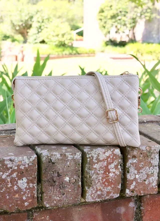 Liz Custom Collection Crossbody Bag Nude Quilted SQ