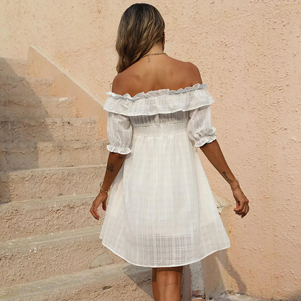 MAEVE Off-Shoulder Flounce Sleeve Dress