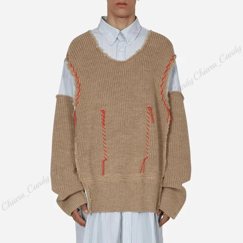 Maison Margiela  |Stripes Wool Blended Fabrics Street Style Long Sleeves