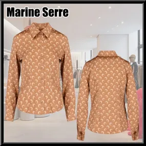 MARINE SERRE  |Casual Style Silk Long Sleeves Elegant Style Logo