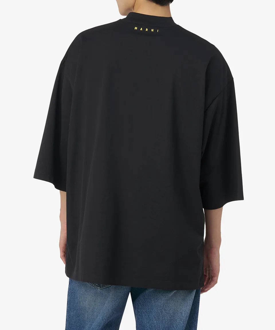 MARNI  |Crew Neck Cropped Cotton Logo Designers Long Sleeve T-Shirts