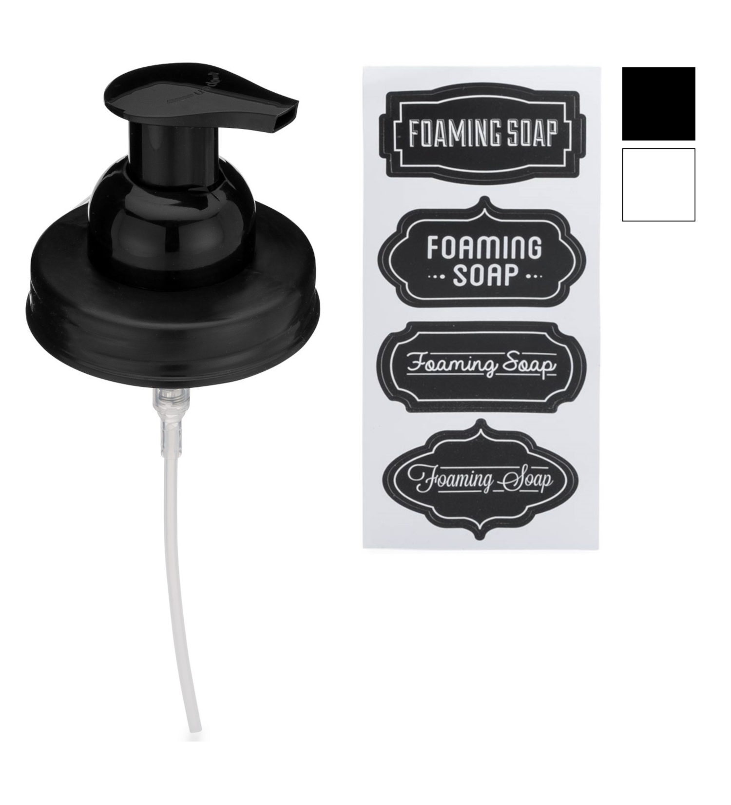 Mason Jar Foaming Soap Dispenser Lids: Two Pack / Black