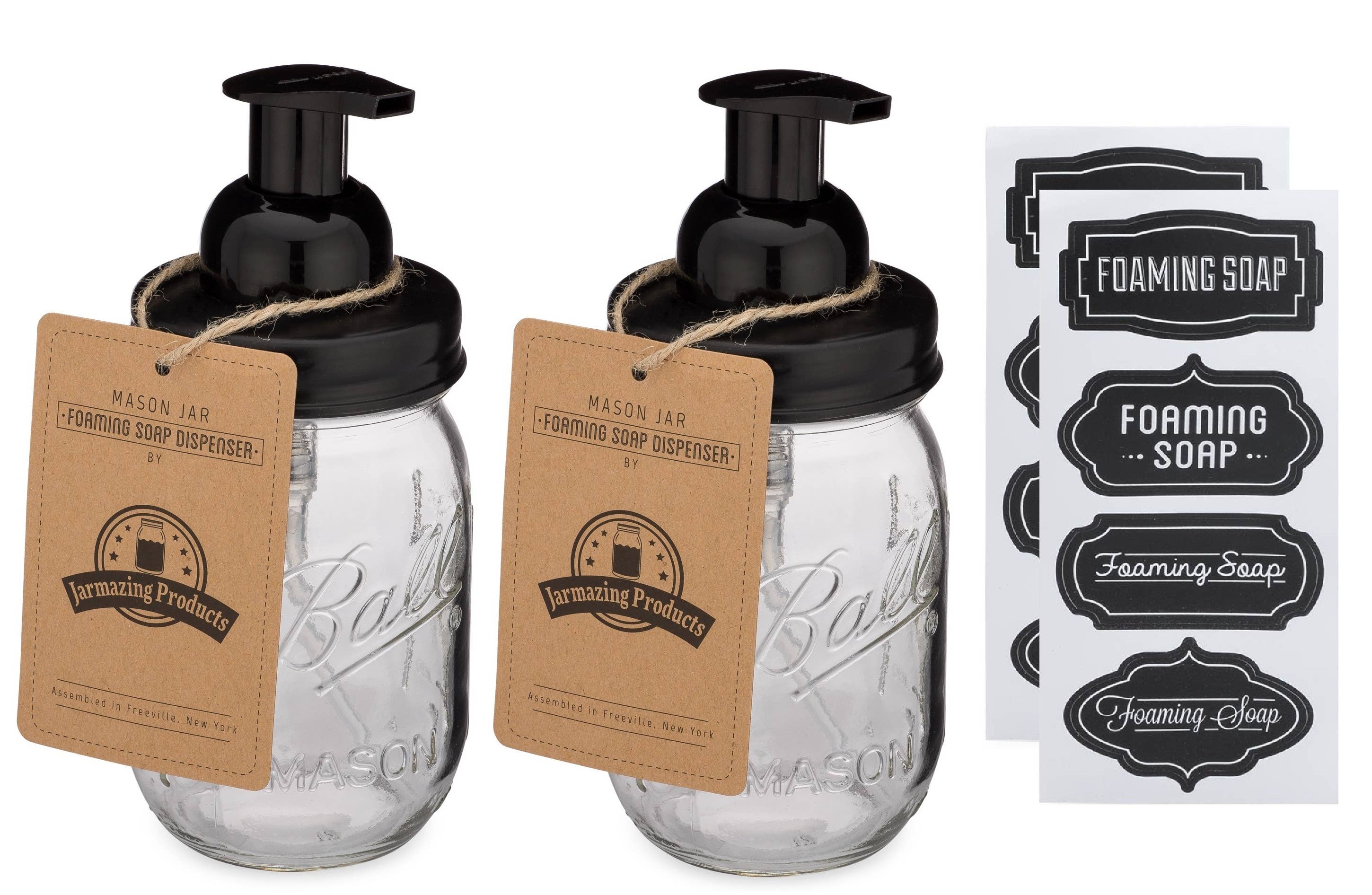 Mason Jar Foaming Soap Dispenser - With 16oz Ball Mason Jar: One Pack / Black