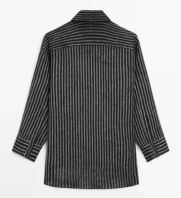 Massimo Dutti  |Stripes Casual Style Linen Long Sleeves Elegant Style