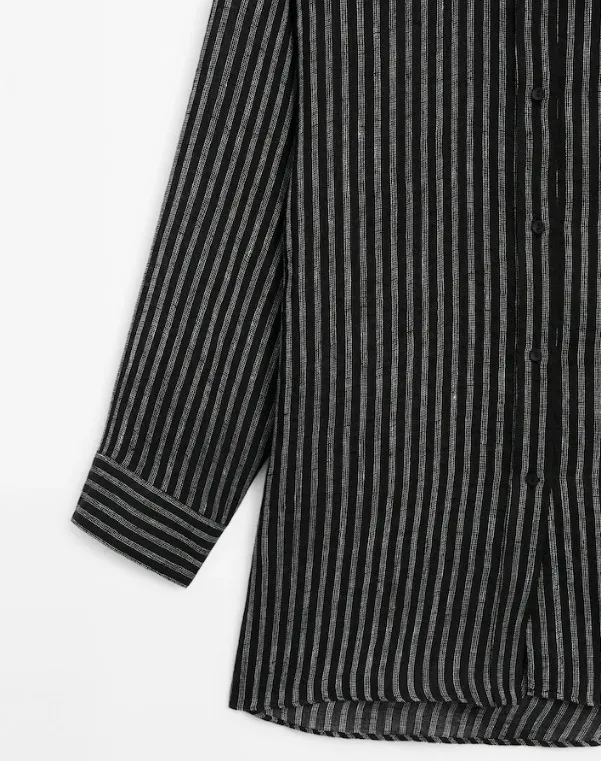 Massimo Dutti  |Stripes Casual Style Linen Long Sleeves Elegant Style