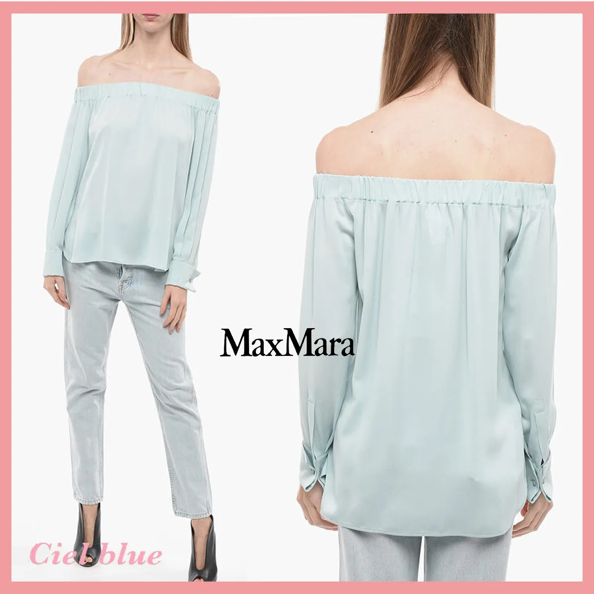 MaxMara  |Casual Style Silk Long Sleeves Plain Party Style