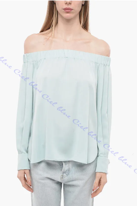 MaxMara  |Casual Style Silk Long Sleeves Plain Party Style