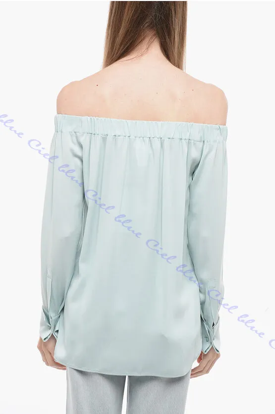 MaxMara  |Casual Style Silk Long Sleeves Plain Party Style