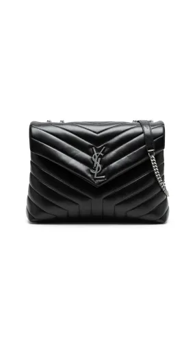 Medium Loulou Bag in Quilted Leather - Black