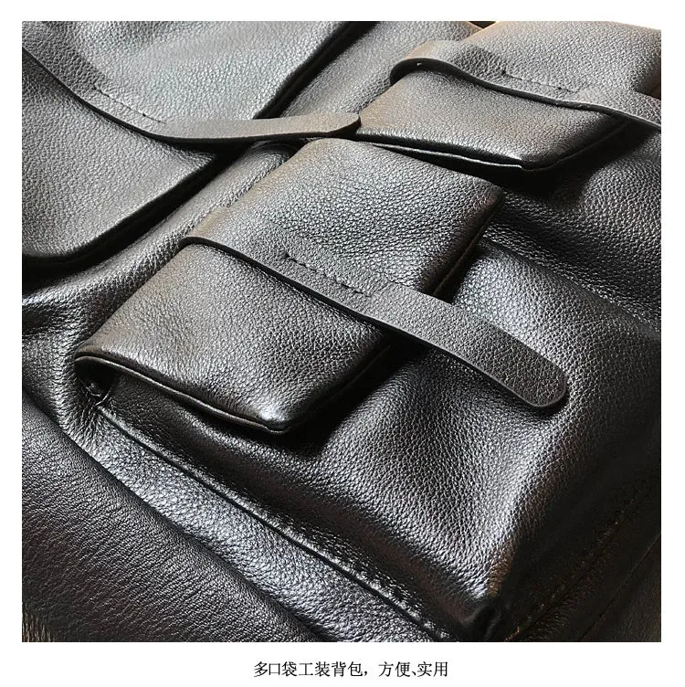 Men and Women Genuine Cow Leather Vintage Casual Travel Backpack