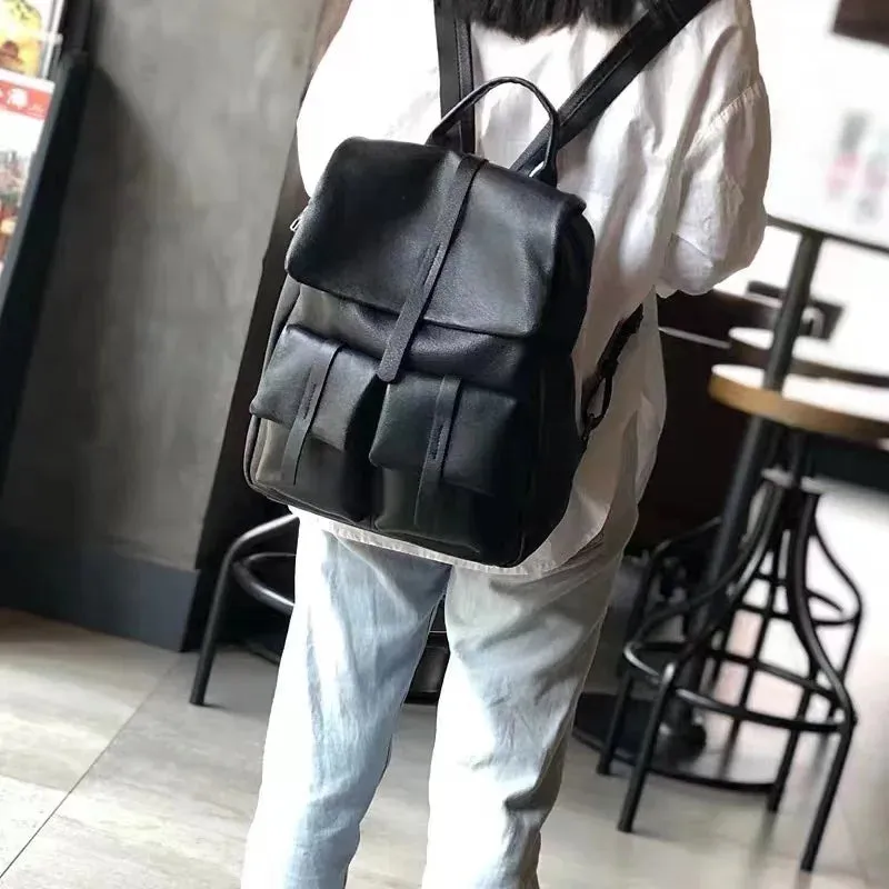 Men and Women Genuine Cow Leather Vintage Casual Travel Backpack