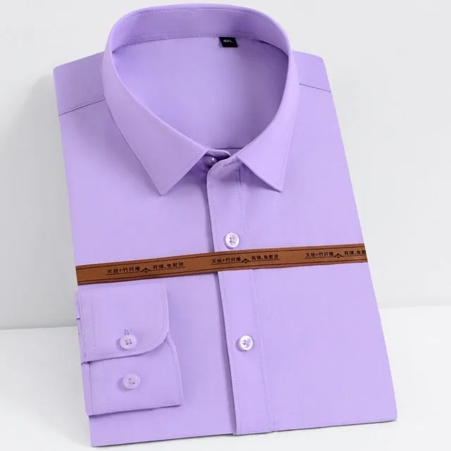 Men's Lavender Wrinkle-resistant Comfortable Soft Long Sleeve Shirts