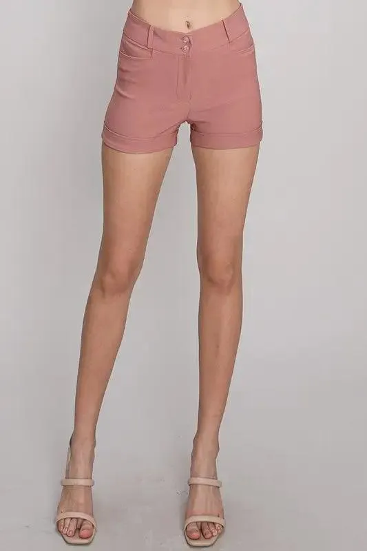 Millennium High Waist Trouser Shorts - Mauve