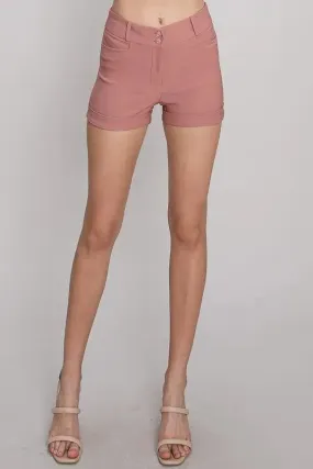 Millennium High Waist Trouser Shorts - Mauve