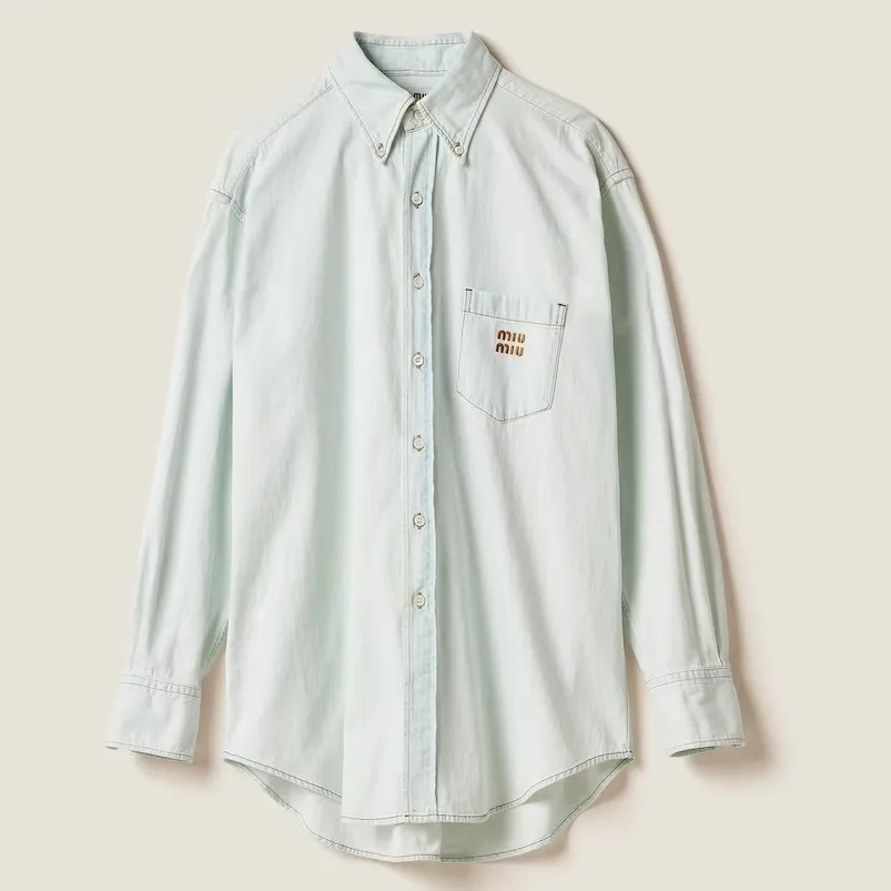 MiuMiu  |Casual Style Long Sleeves Plain Cotton Logo Shirts & Blouses