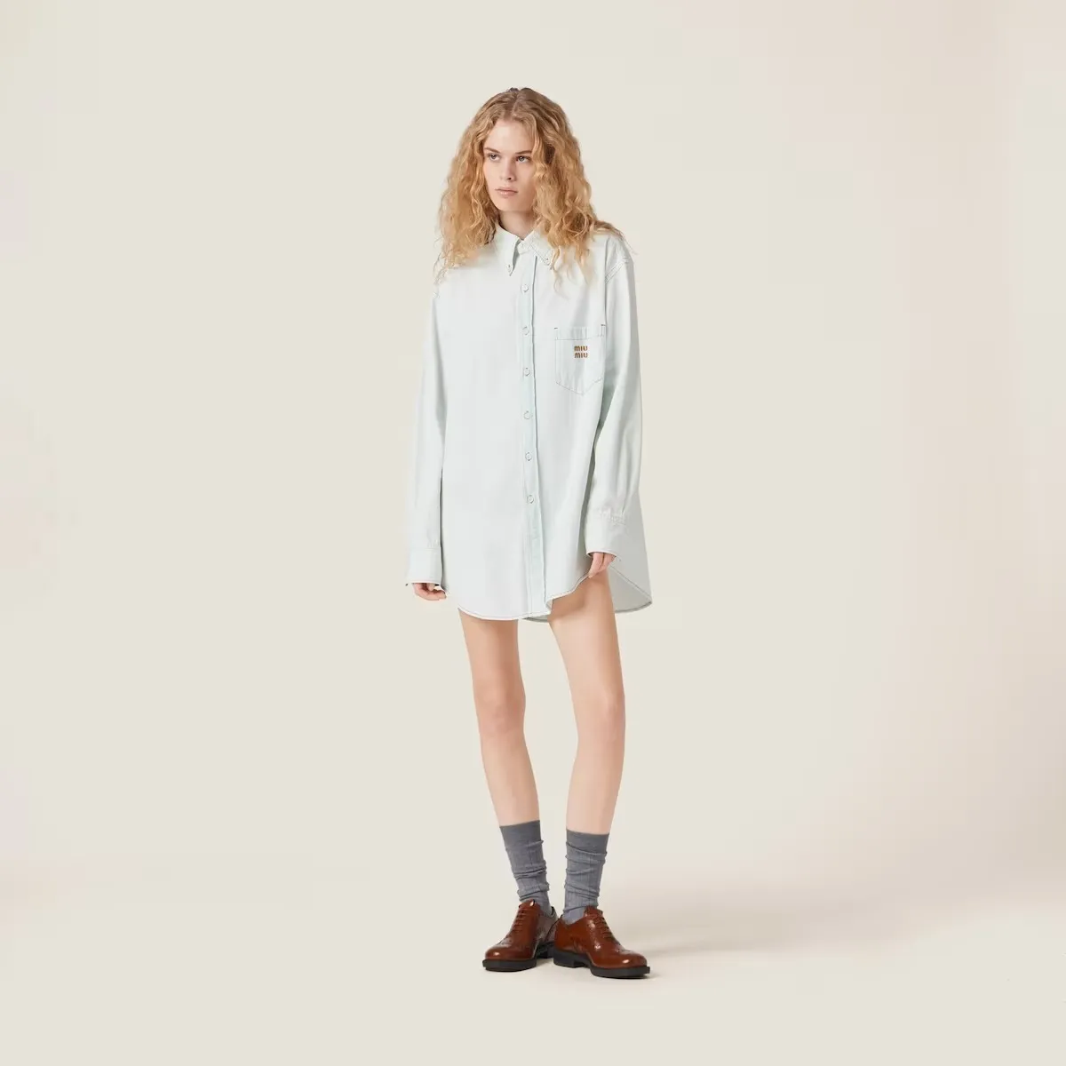 MiuMiu  |Casual Style Long Sleeves Plain Cotton Logo Shirts & Blouses