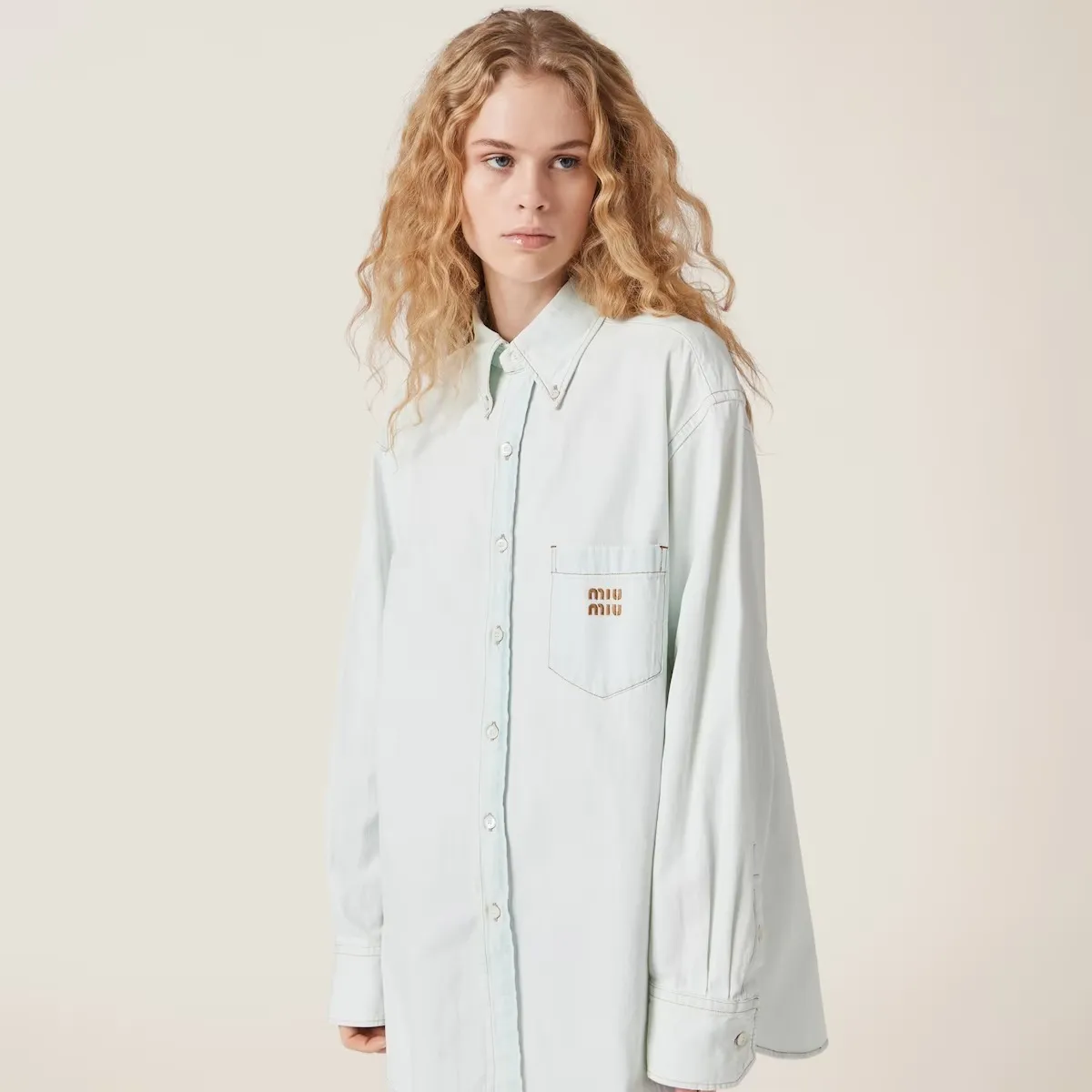 MiuMiu  |Casual Style Long Sleeves Plain Cotton Logo Shirts & Blouses