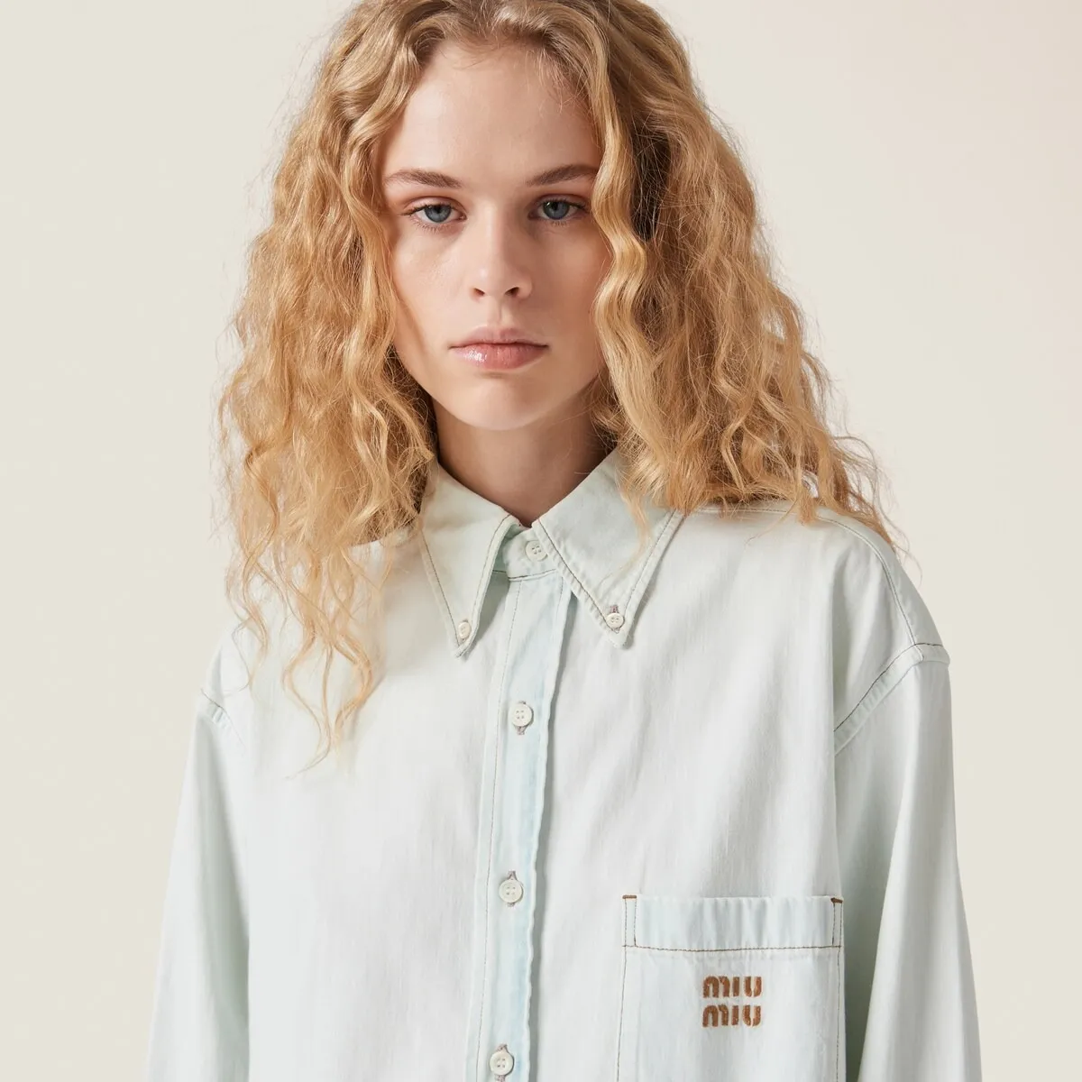 MiuMiu  |Casual Style Long Sleeves Plain Cotton Logo Shirts & Blouses