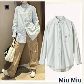 MiuMiu  |Casual Style Unisex Denim Long Sleeves Plain Elegant Style