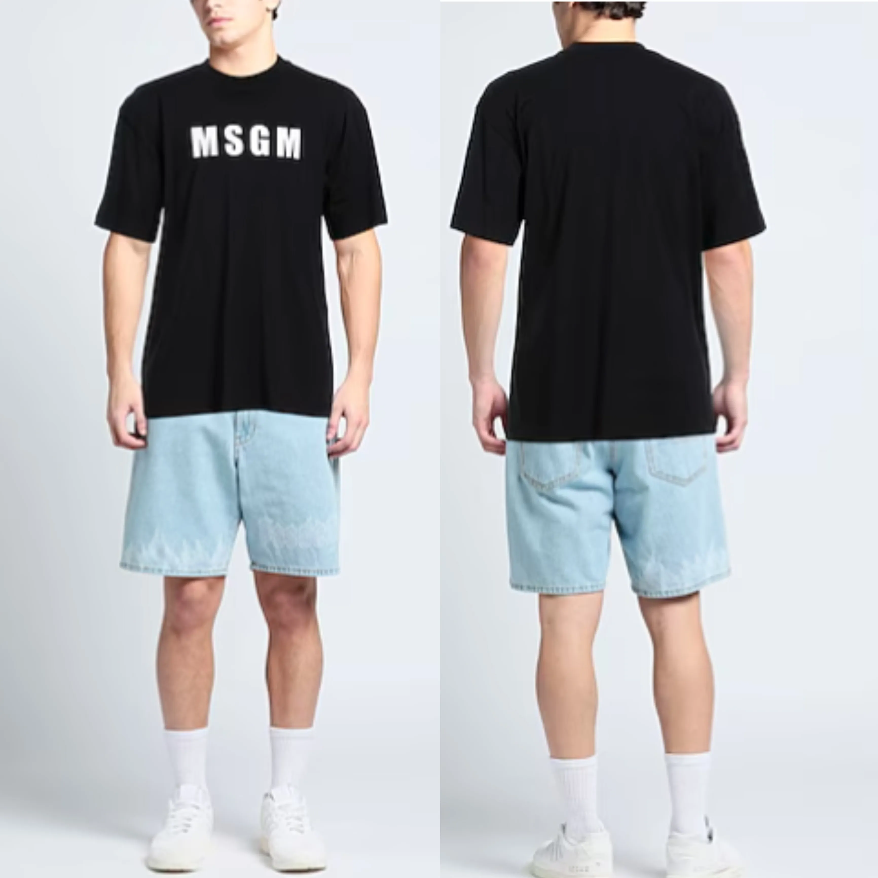 MSGM  |Unisex Street Style U-Neck Cropped Plain Short Sleeves Midi