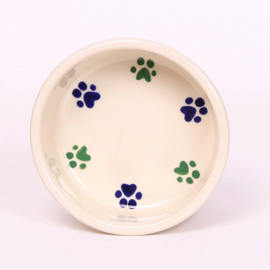 NEW! ROUND PRINTS SMALL COOL PET DISH SET by Emerson Creek Pottery Made in USA Set, Small Pet2734