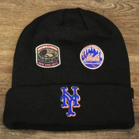 New York Mets All Over World Series Side Patch 2x Champion Knit Cuff Beanie | New Era, Black