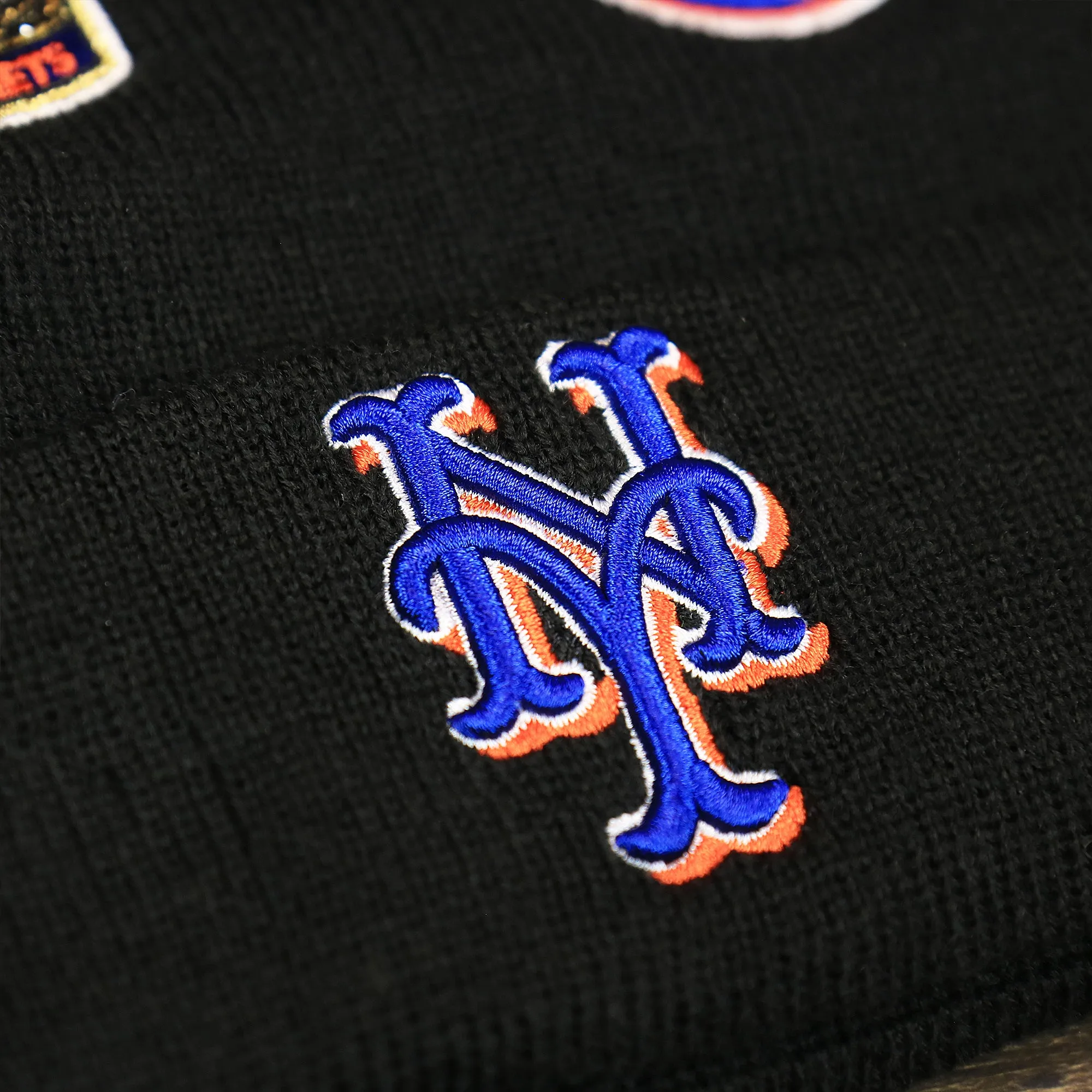 New York Mets All Over World Series Side Patch 2x Champion Knit Cuff Beanie | New Era, Black