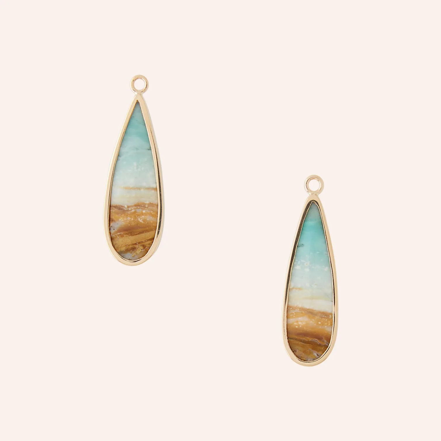 Opalized Petrified Wood Elongated Teardrop Drops