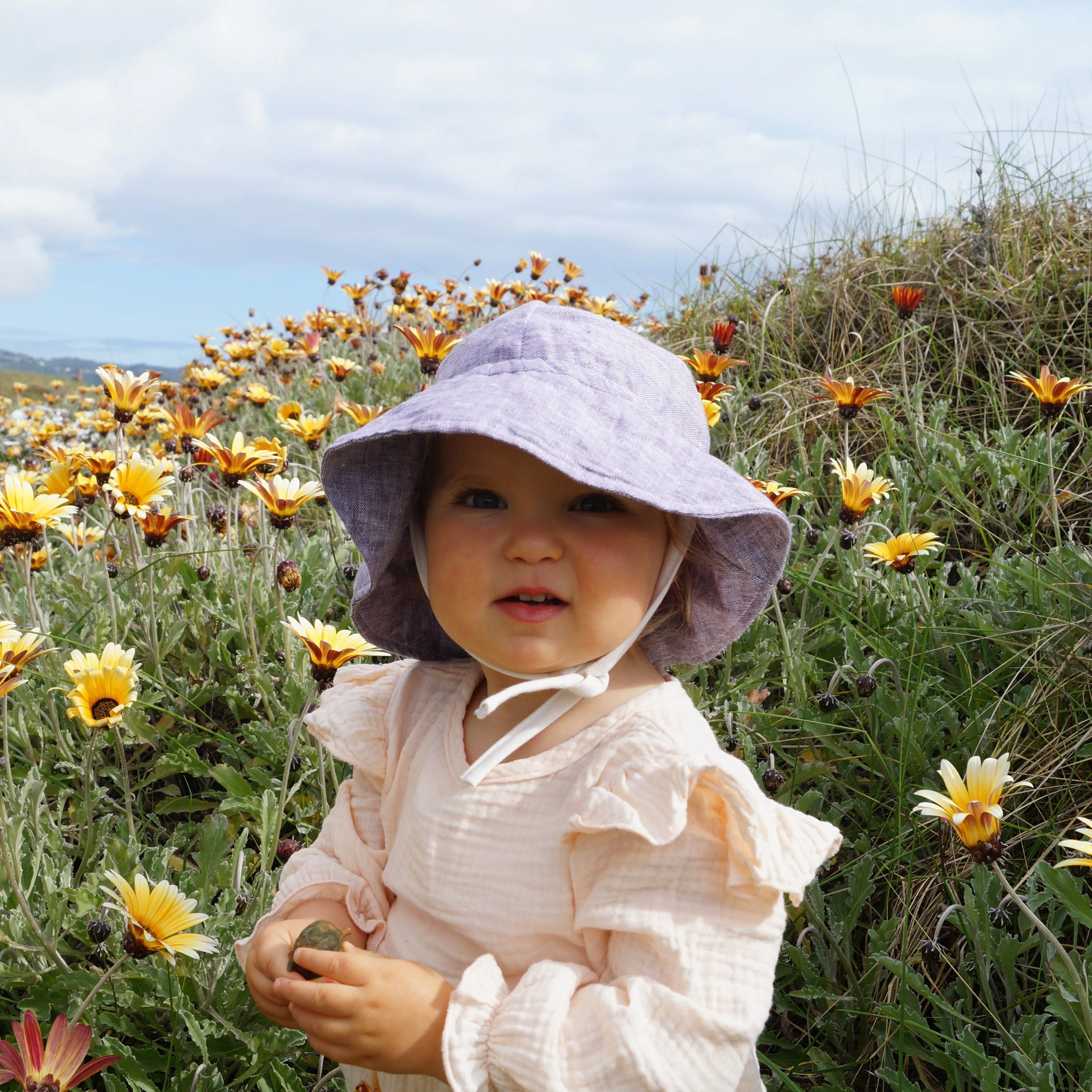 Organic Linen Sunhat - Sunset Stripe - 12-24 months