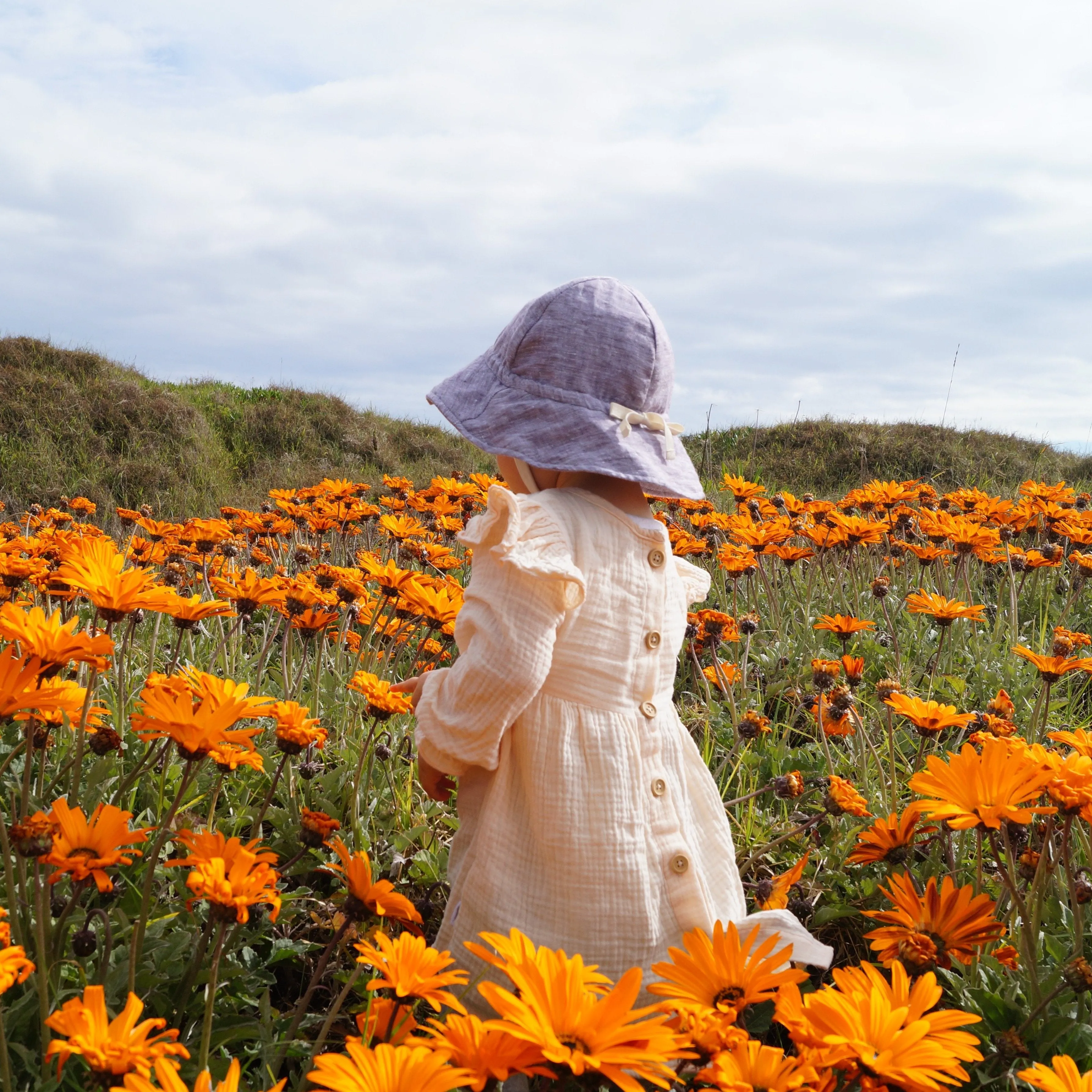 Organic Linen Sunhat - Sunset Stripe - 12-24 months