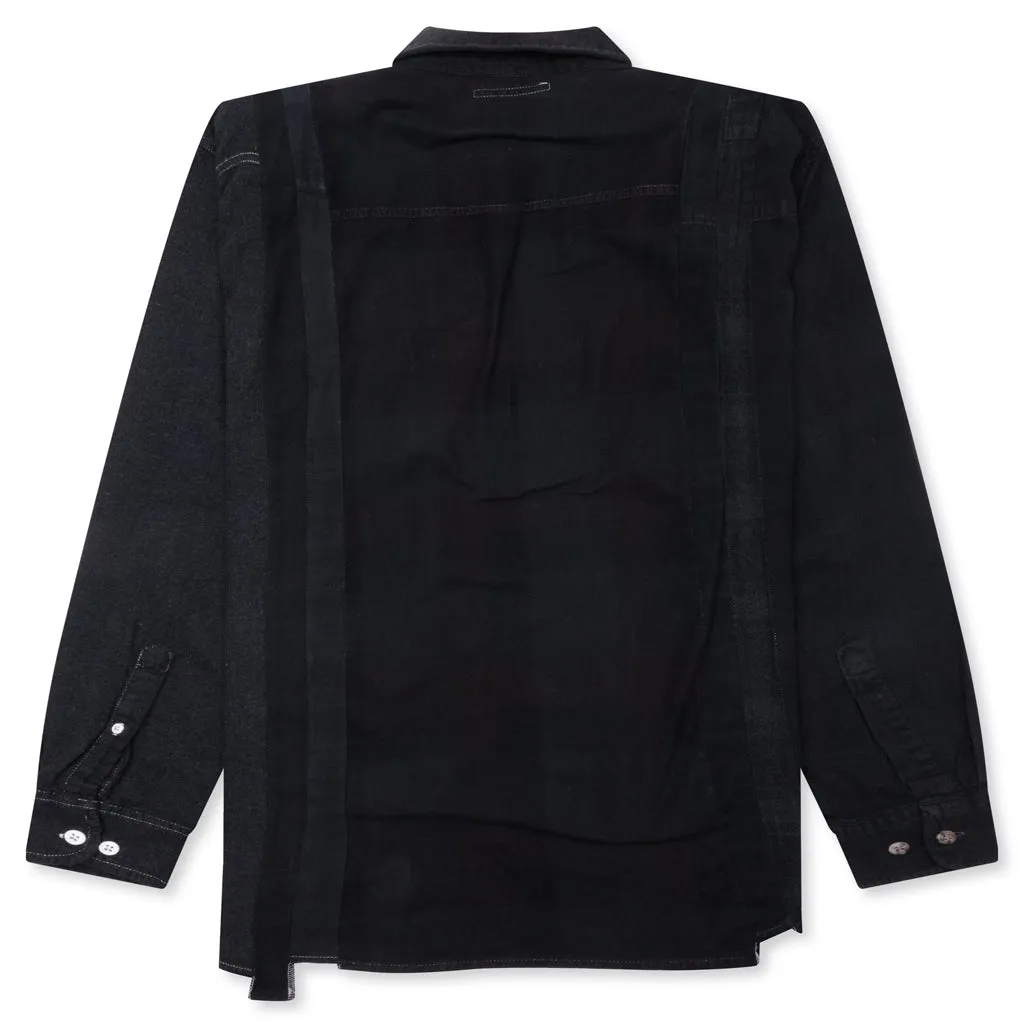 Over Dye 7 Cuts Wide Shirt - Black