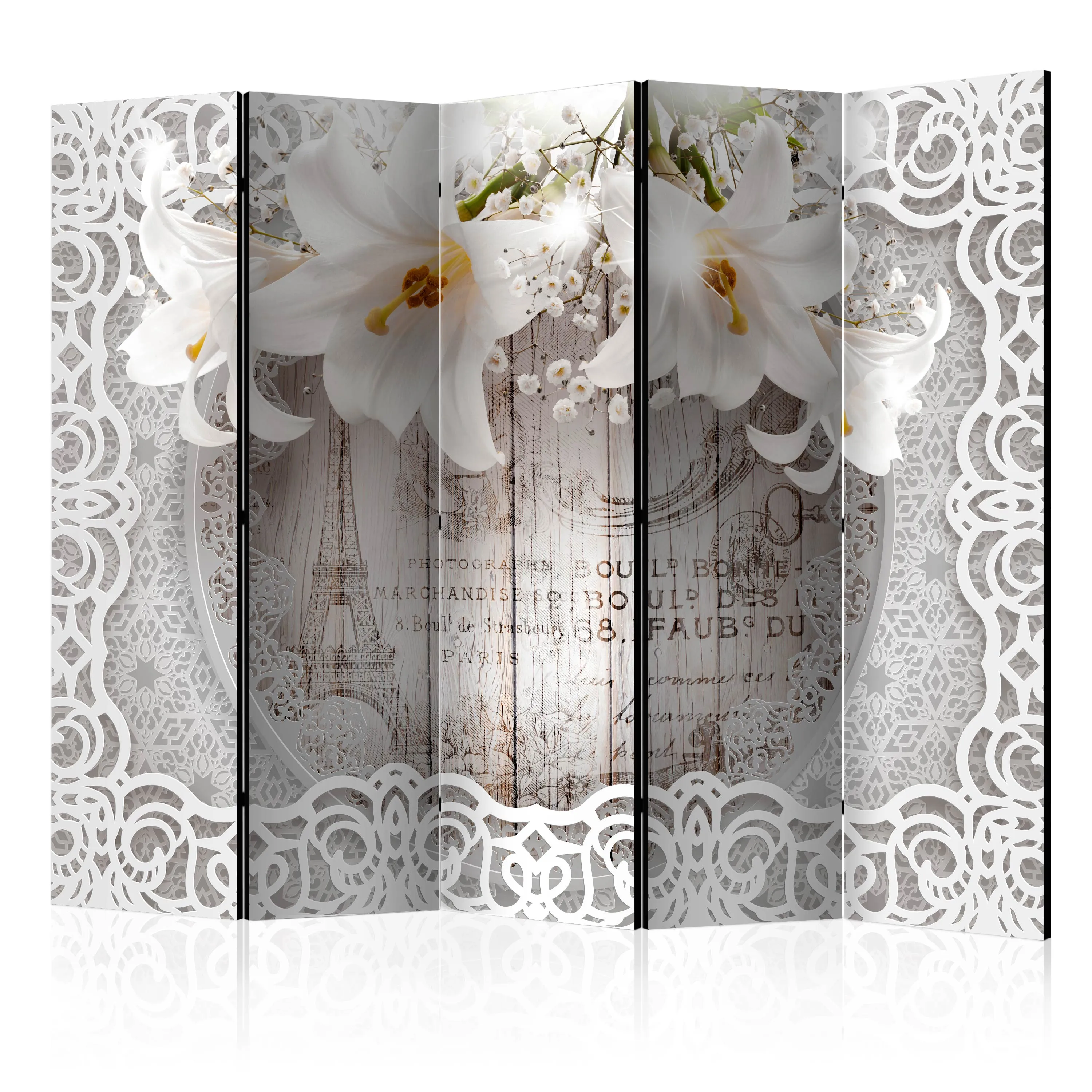 Paravento Lilies and Quilted Background II [Room Dividers]