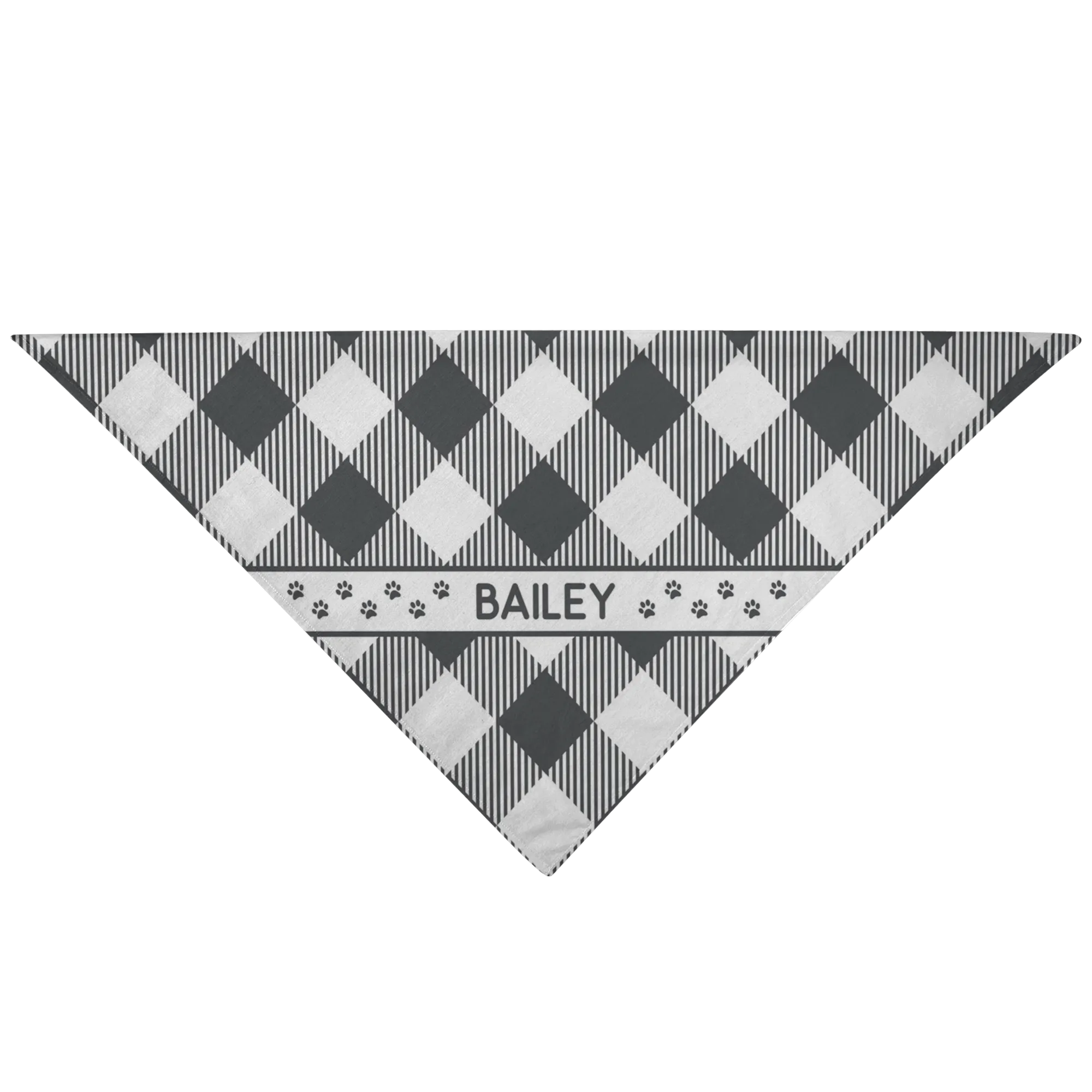 Personalized Dog Bandana Gray Flannel Name