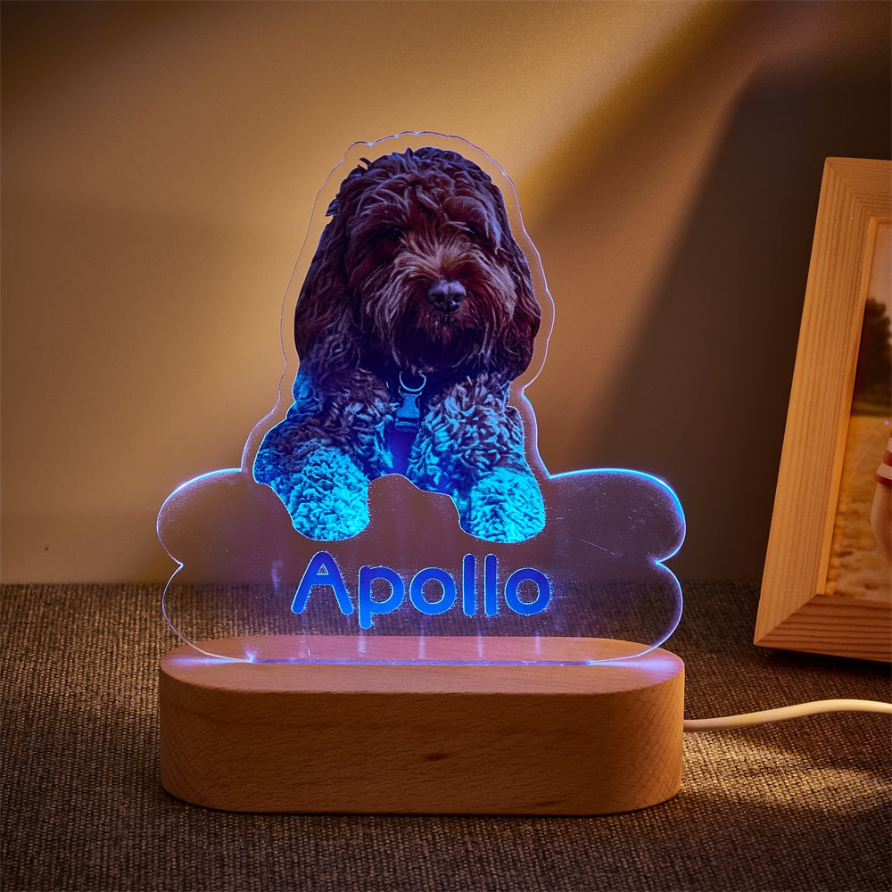 Personalized Pet Shaped LED Night Light Custom Dog Name Table Lamp