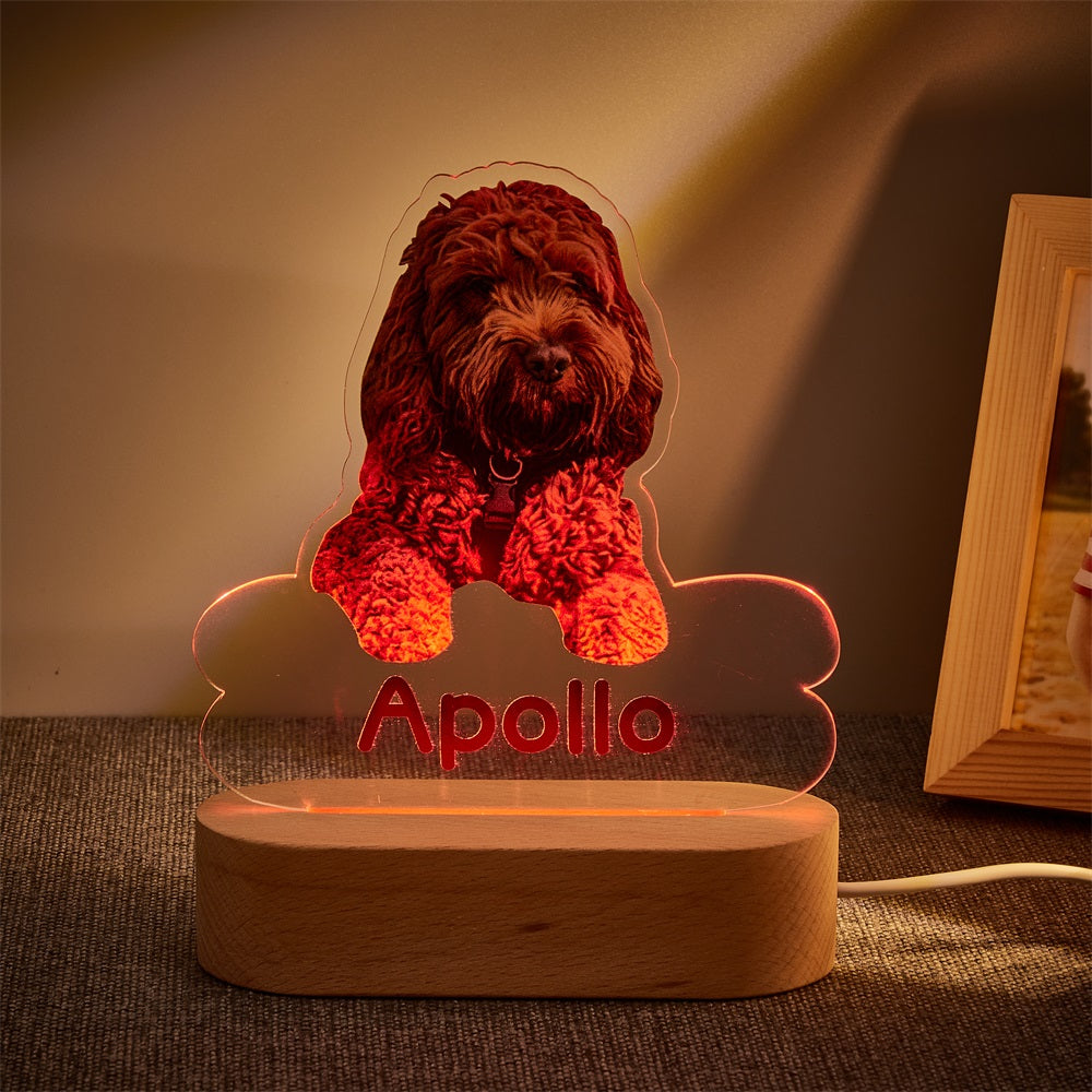 Personalized Pet Shaped LED Night Light Custom Dog Name Table Lamp