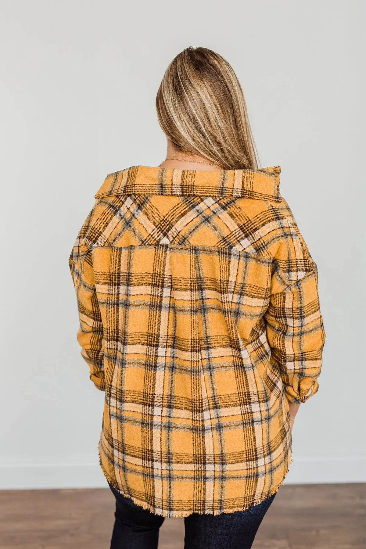 Pick Of The Patch Frayed Flannel- Mustard