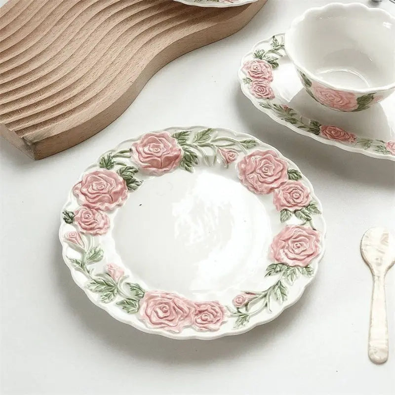 Pink Retro Roses Cup and Saucer ON1460