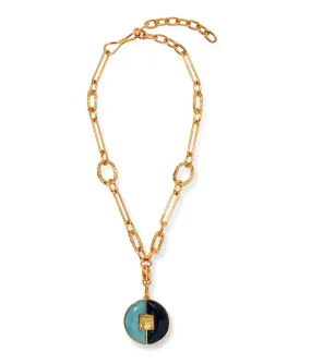 Porto Medallion Necklace in Blue Jasmine