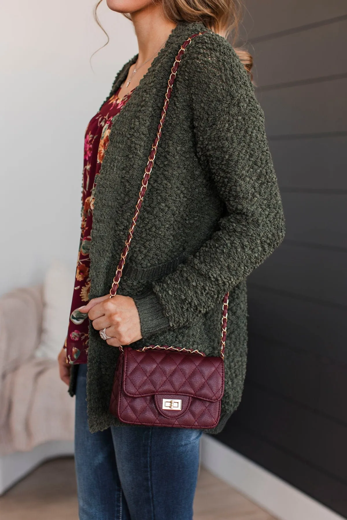 Ready To Wow Crossbody Purse- Burgundy