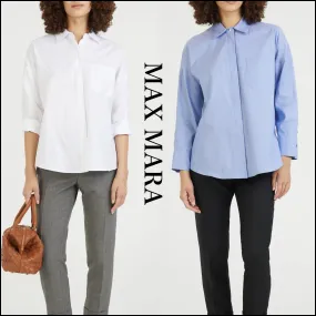 S Max Mara  |Casual Style Long Sleeves Plain Cotton Office Style