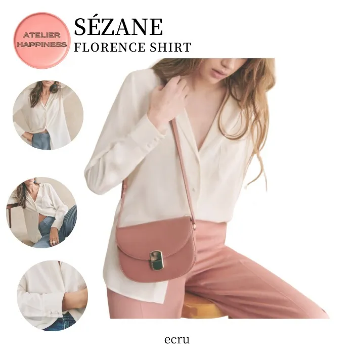 SEZANE  |Flower Patterns Casual Style Silk Long Sleeves Plain