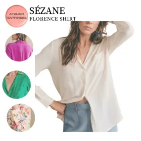 SEZANE  |Flower Patterns Casual Style Silk Long Sleeves Plain