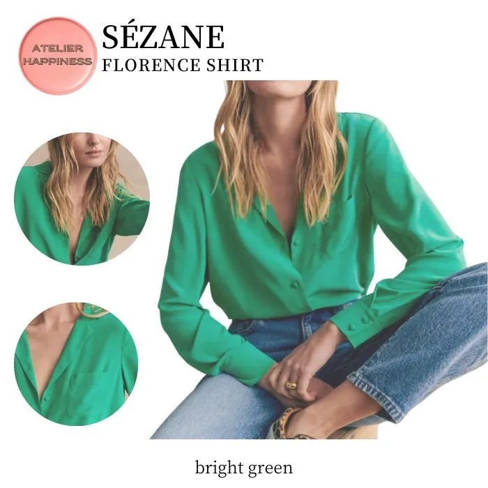 SEZANE  |Flower Patterns Casual Style Silk Long Sleeves Plain