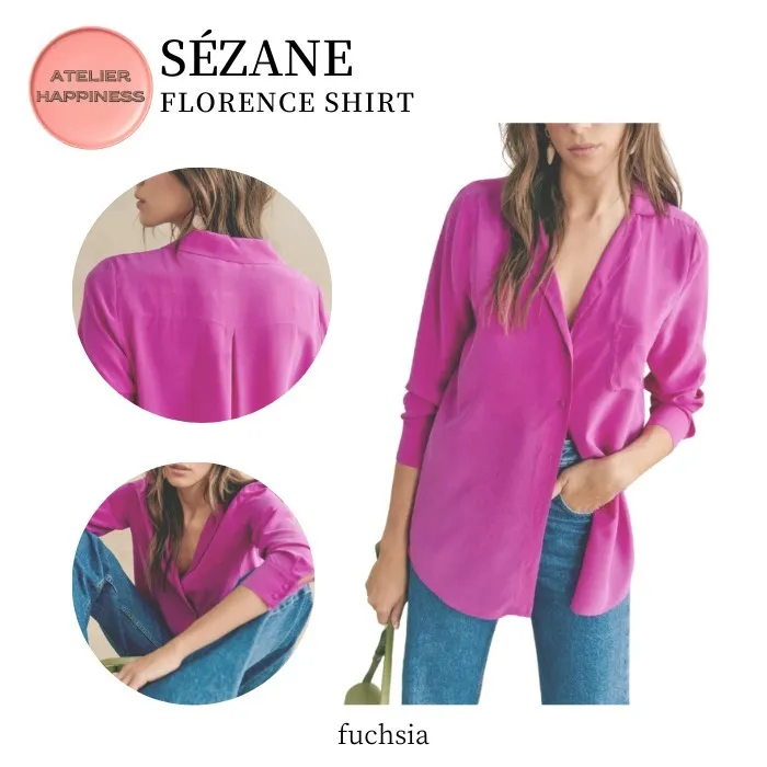 SEZANE  |Flower Patterns Casual Style Silk Long Sleeves Plain