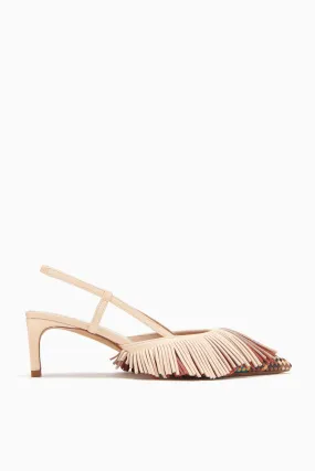 Shira Woven Fringe Slingback - Wheat Woven