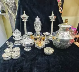 Shree Devi , Jumbo classic German Silver Puja festival set -SILU001PS