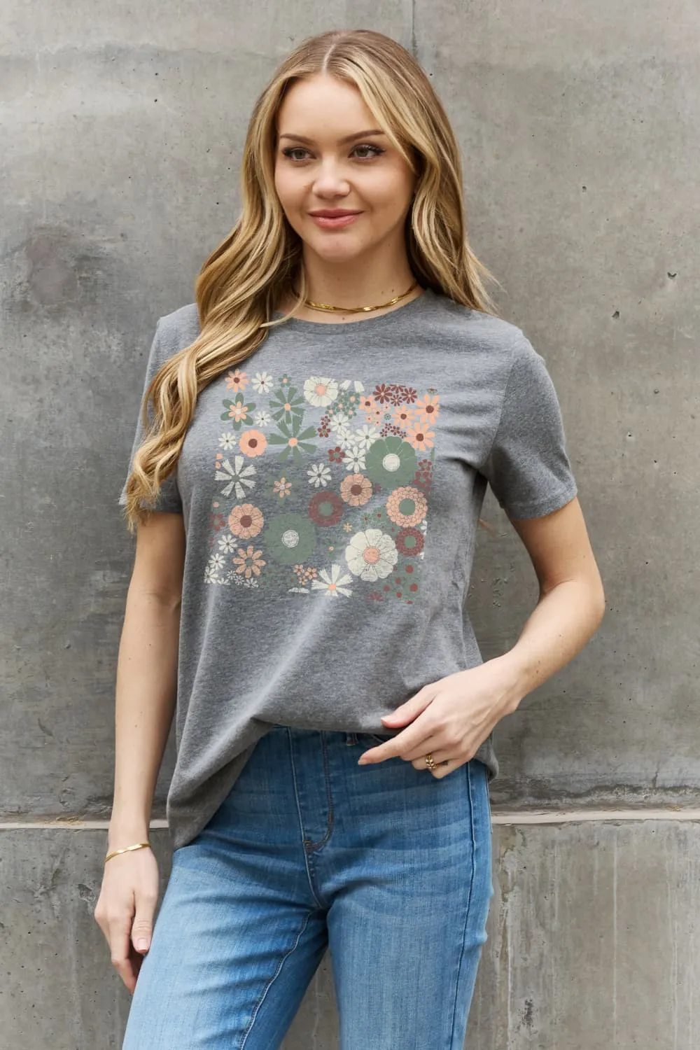 Simply Love Flower Graphic Cotton Tee