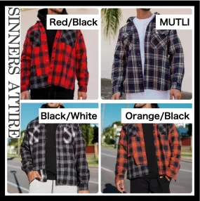 SINNERS ATTIRE  |Other Plaid Patterns Street Style Long Sleeves Cotton