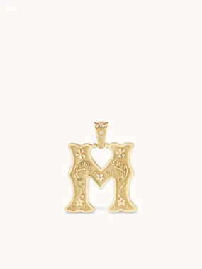 Small Southwestern Letter Charm- Yellow Gold